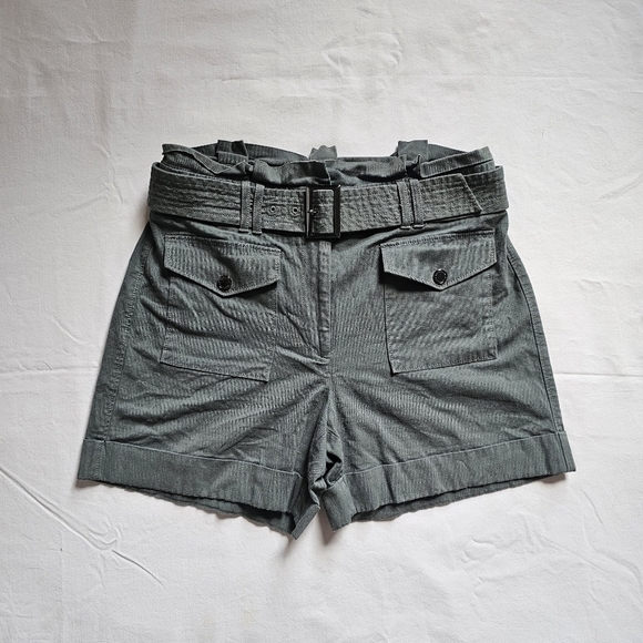 WHBM the 5" short cargo army green gorpcore high-waist belted shorts Size 4 - Picture 1 of 5